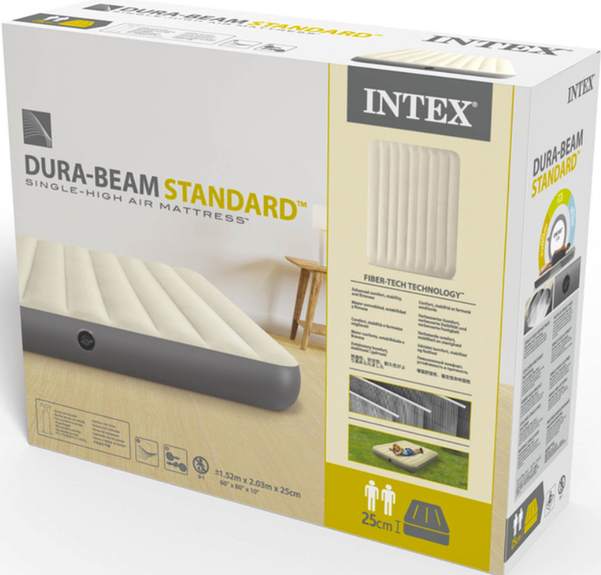 Надувной матрас Intex 203x152x25 см с флокированным покрытием Dura-Beam (IND-64103) - Фото 5 Надувной матрас Intex 203x152x25 см с флокированным покрытием Dura-Beam (IND-64103) - изображение 5