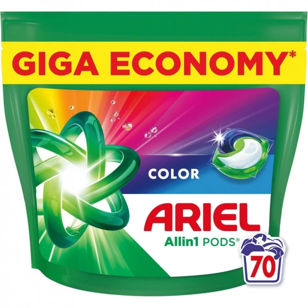 Капсулы для стирки Ariel Pods All-in-1 Color Для цветного 70 шт. (8700216764186) (254231) - Фото 2 Капсулы для стирки Ariel Pods All-in-1 Color Для цветного 70 шт. (8700216764186) (254231) - изображение 2