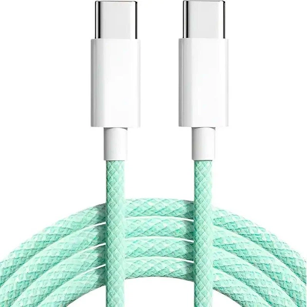 Кабель Foxconn Type-C-Type-C Woven 60W тканевый 1м для быстрой зарядки Apple + ключ для SIM-карты Green - Фото 3 Кабель Foxconn Type-C-Type-C Woven 60W тканевый 1м для быстрой зарядки Apple + ключ для SIM-карты Green - изображение 3