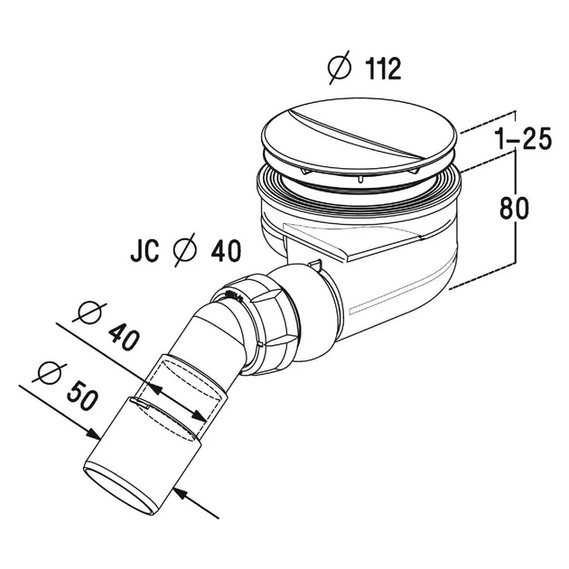 Сифон для душевого поддона RADAWAY Turboflow колбовый впуск 112мм выпуск косой хром TB90P - Фото 2 Сифон для душевого поддона RADAWAY Turboflow колбовый впуск 112мм выпуск косой хром TB90P - изображение 2