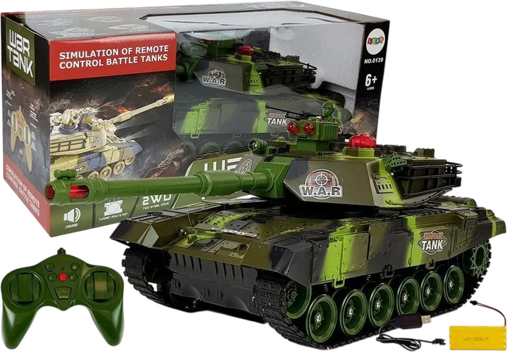 Czołg zdalnie sterowany Lean Toys ze światłami, odgłosami oraz strzelaniami 2.4 Ghz Zielony (7541) (5904665996515) - obraz 2