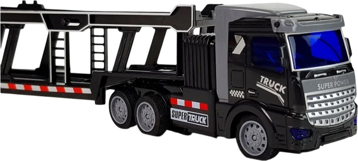 Ciężarówka z przyczepą zdalnie sterowana Lean Toys z efektem świetlnym Czarna (9078) (5904204750912) - obraz 5