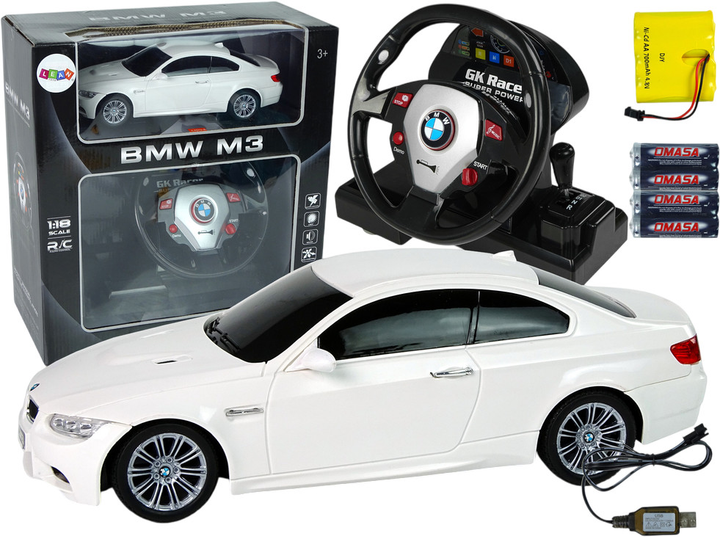 Машинка на радіокеруванні Lean Toys BMW M3 зі світлом та звуком 1:18 біла (9723) (5904204756594) - зображення 2