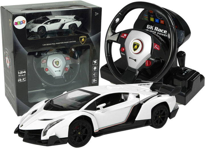 Машинка на радіокеруванні Lean Toys Lamborghini Veneno зі світлом 1:24 2.4G біла (9743) (5904204756792) - зображення 2