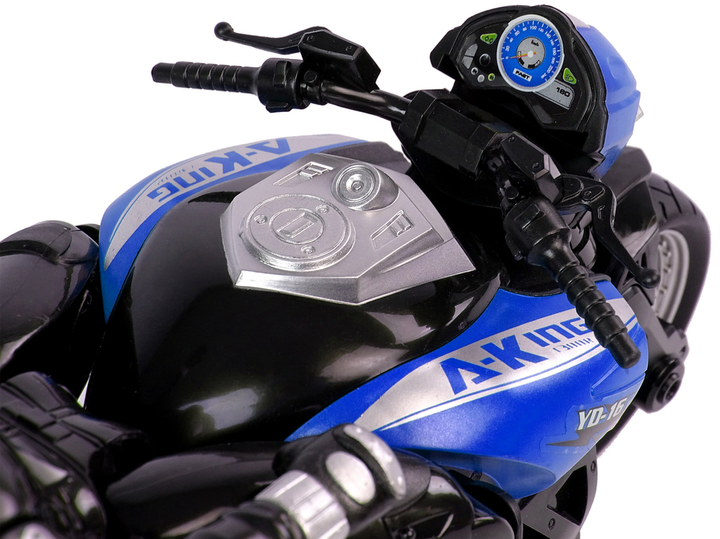 Motocykl zdalnie sterowany Lean Toys Sportowy 2.4G 1:10 czarno-niebieski (10232) (5904665991046) - obraz 5