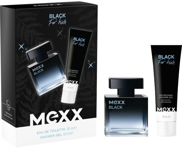 Набір для чоловіків Mexx Black For Him Туалетна вода 30 мл + Гель для душу 50 мл (3616305254436) - зображення 1