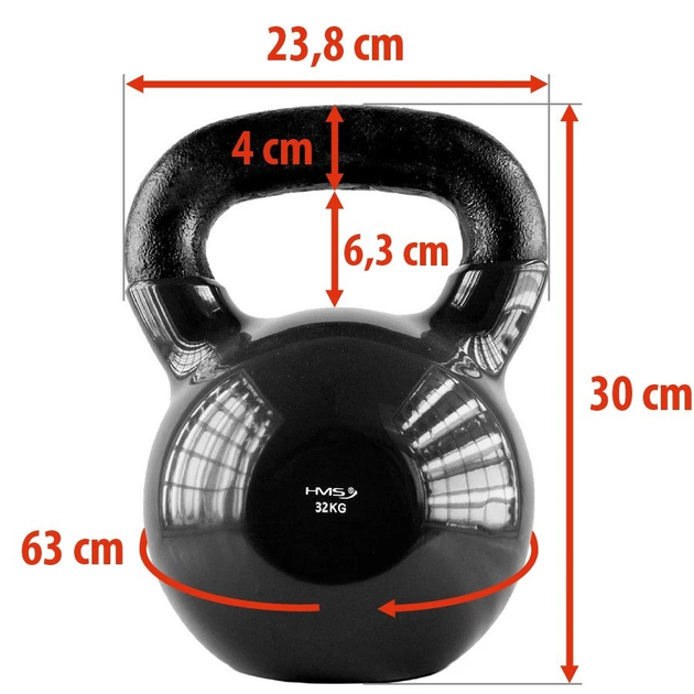 Kettlebell żeliwny HMS KNV32 32 kg (5907695524222) - obraz 3