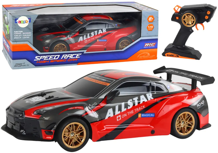 Машинка на радіокеруванні Lean Toys Speed Race 1:10 Чорно-червона (17358) (5905991002246) - зображення 2