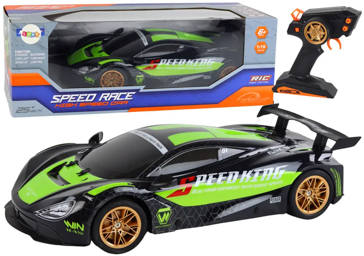 Auto zdalnie sterowane Lean Toys Speed Race 1:10 Zielono-czarne (17359) (5905991002253) - obraz 2
