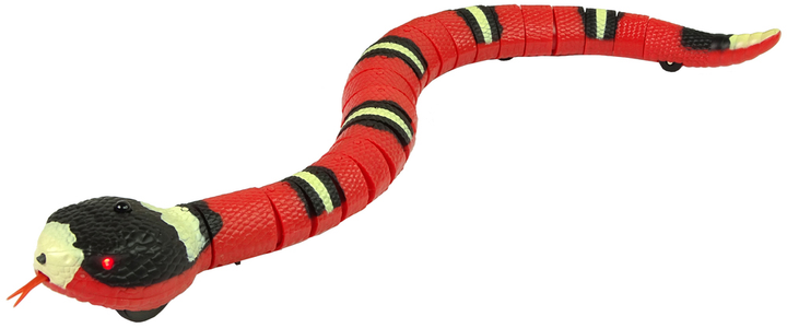 Interaktywna zabawka Lean Toys Wąż z czarnymi paskami czerwony (10384) (5904665992234) - obraz 2