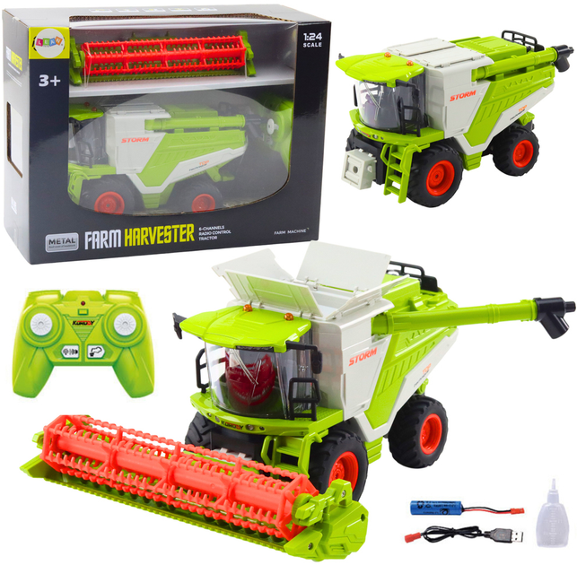 Kombajn zdalnie sterowany Lean Toys 2w1 do zboża 2.4G (21197) (5905991036937) - obraz 2
