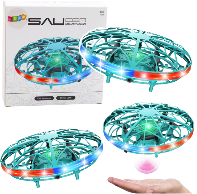 Дрон на радіокеруванні Lean Toys UFO LED Бірюзовий (24721) (5905991057710) - зображення 2