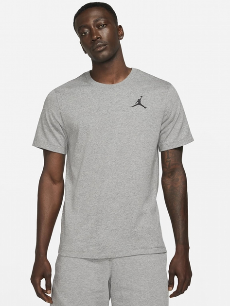 Футболка бавовняна довга чоловіча Nike M J Jumpman Emb SS Crew DC7485-091 S Сіра (195238739249) - зображення 1