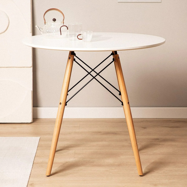 Stolik kawowy HOMLA TAVOLO naturalny z białym blatem 60 × 48 cm (5904183869742) - obraz 5