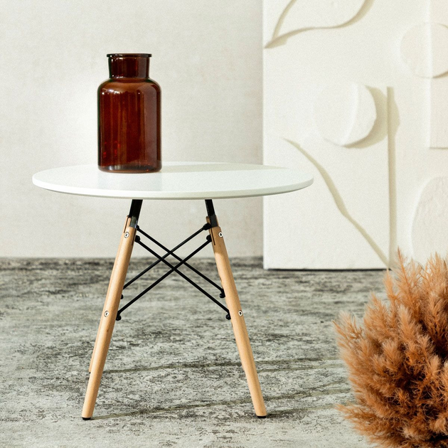 Stolik kawowy HOMLA TAVOLO naturalny z białym blatem 60 × 48 cm (5904183869742) - obraz 6