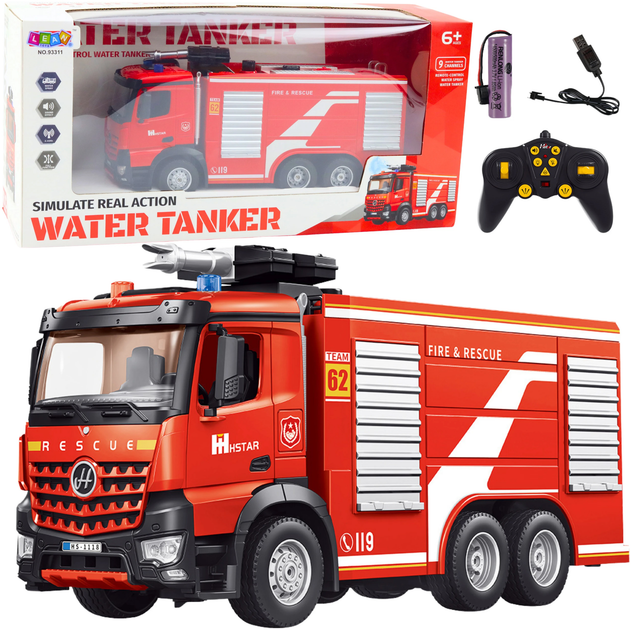 Wóz strażacki zdalnie sterowany Lean Toys 2.4G Czerwony (22703) (5905991050520) - obraz 2