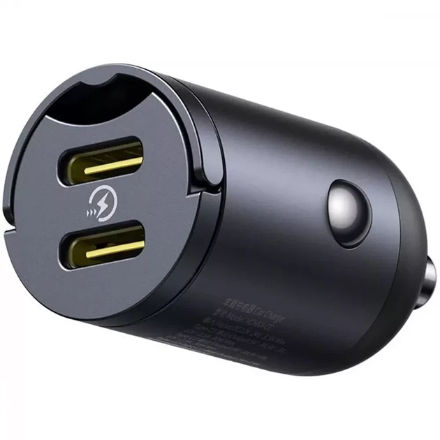 АЗП Baseus Tiny Star Mini Car Charger 2xType-C 30W Чорний - Фото 3 АЗП Baseus Tiny Star Mini Car Charger 2xType-C 30W Чорний - зображення 3