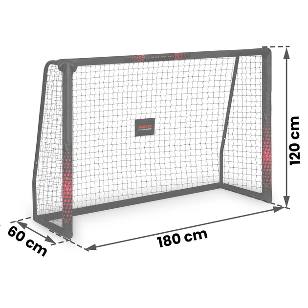 Футбольні ворота Neo Sport 180 x 120 x 60 см чорно - червоні NS-463 (5903890617714) - зображення 5