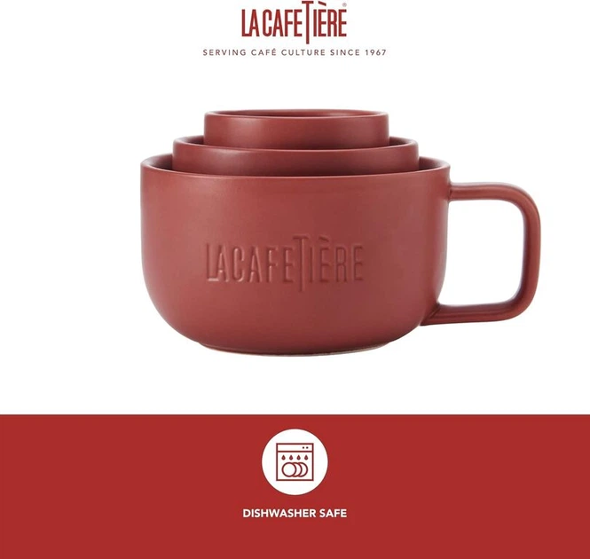 Набір чашок для кави La Cafetiere Family Mug Red LCMUGSETRED3PC - Фото 4 Набір чашок для кави La Cafetiere Family Mug Red LCMUGSETRED3PC - зображення 4