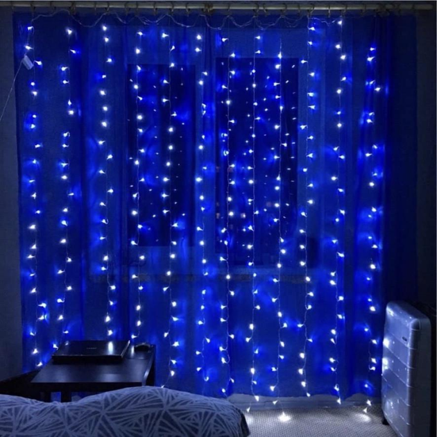 Гірлянда Штора від мережі 3х2м, 320 LED, Водоспад, AD-50581, Синій / Світлодіодна гірлянда на вікно - Фото 8 Гірлянда Штора від мережі 3х2м, 320 LED, Водоспад, AD-50581, Синій / Світлодіодна гірлянда на вікно - зображення 8