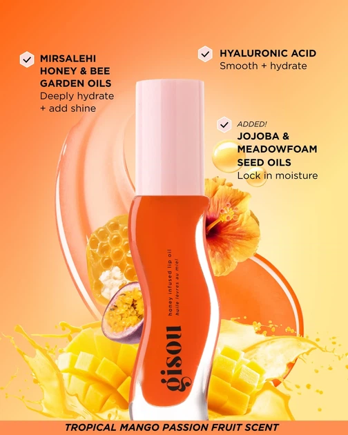 Масло для губ Gisou "Mango Passion Punch" Honey Infused Lip Oil - изображение 2