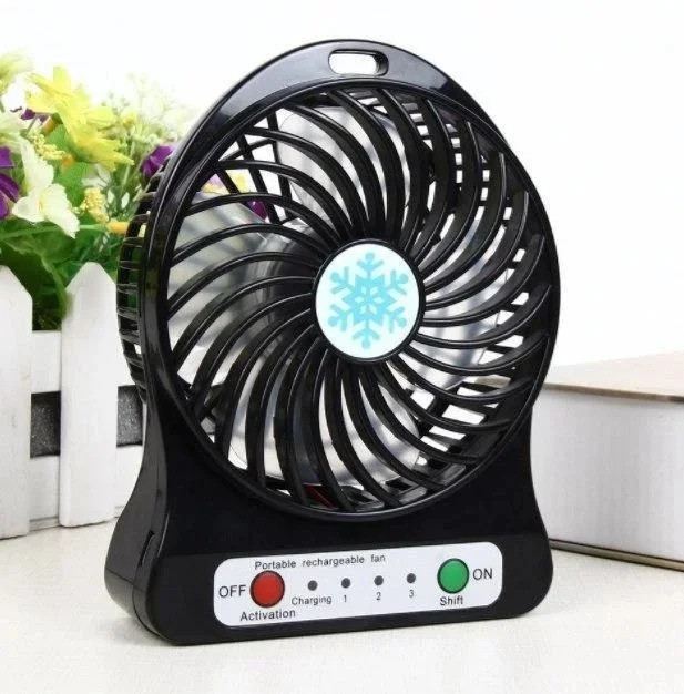 Вентилятор міні настільний з акумулятором та USB-зарядкою Mini Fan Чорний (2859) - зображення 4