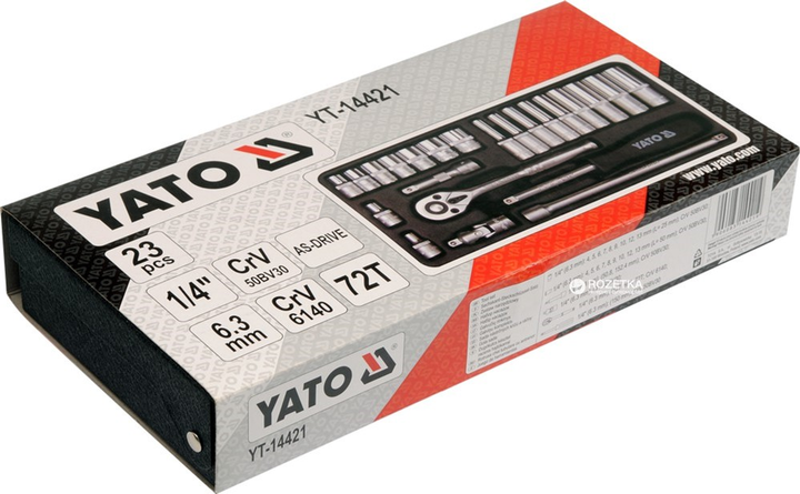 Набір головок торцевих YATO 1/4" 23 предмети (YT-14421) - зображення 2