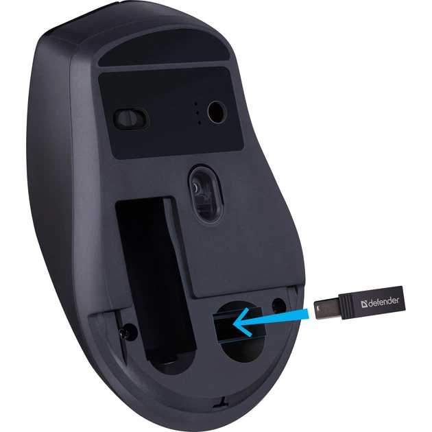 Мышь беспроводная Defender Effect X MS-095 1600 dpi, 6 бесшумных кнопок, питание 1 x AA батарейка Black (52095) - изображение 5