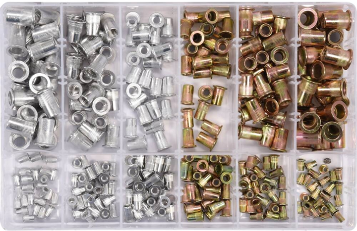 Nakrętki stalowe i aluminiowe YATO w różnych rozmiarach M3–M10 300 szt. w etui (YT-36480) - obraz 2