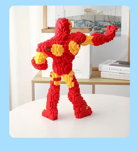 Большой детский 3D конструктор из мини блоков Iron Man, блоки игрушка фигурка персонаж Железный Человек для мальчика, 3800 деталей, высота 45 см - изображение 5