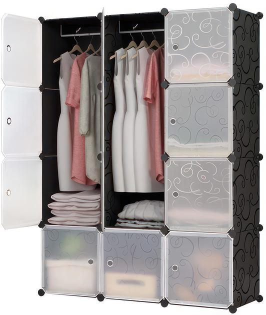 Пластикова складана шафа Storage Cube Cabinet 12 секцій Чорний (N-16) - Фото 2 Пластикова складана шафа Storage Cube Cabinet 12 секцій Чорний (N-16) - зображення 2