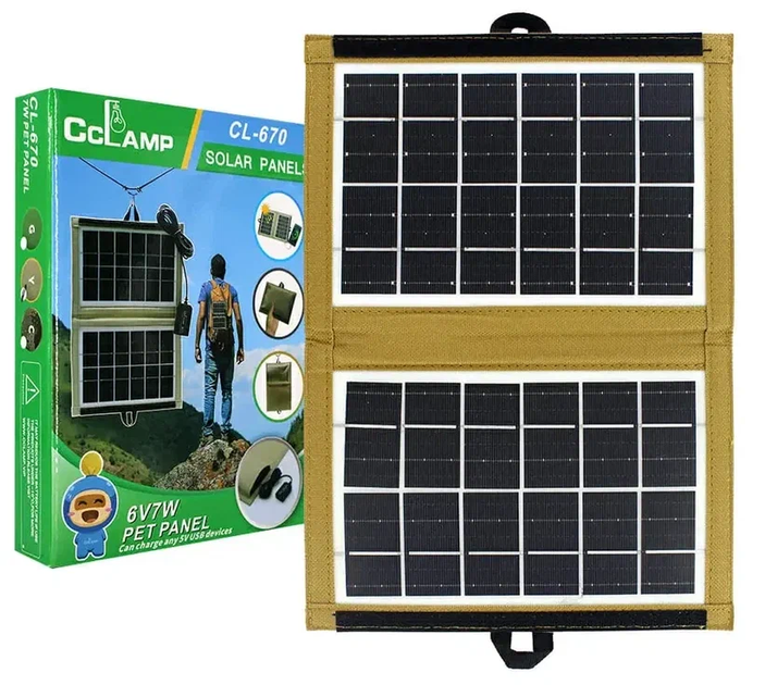Зарядна станція сонячна панель трансформер зарядка від сонця Solar Panel CcLamp CL-670 7Вт - зображення 2