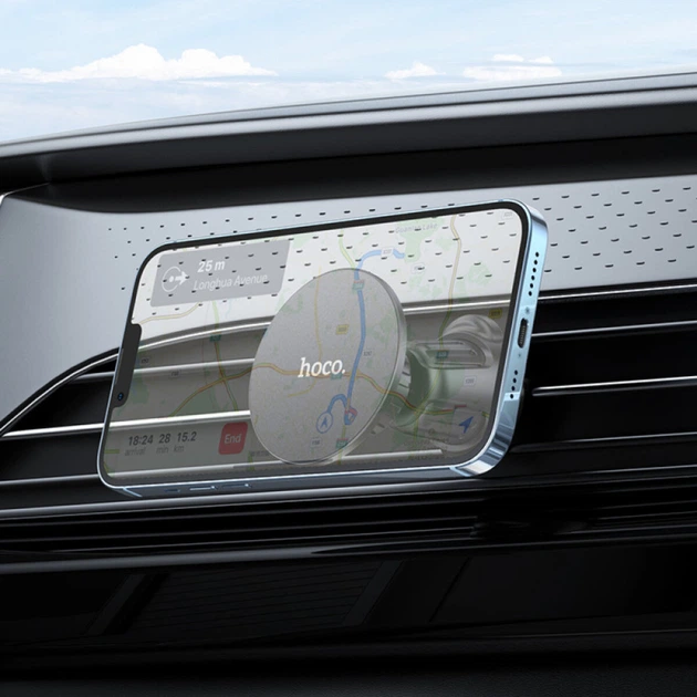 Магнитный держатель для мобильного HOCO H12 Fine jade ring magnetic car holder(air outlet), Black - изображение 7