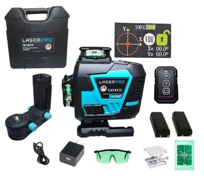 Лазерный уровень Laser PRO G04CG, 16 линий (4 плоскости по 360°), работа до 5 часов - изображение 2