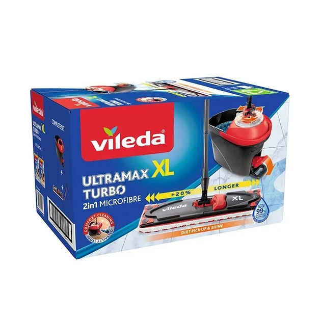 Набор для турбоуборки швабра и ведро с оборотным механизмом VILEDA Ultramax Turbo XL - изображение 2