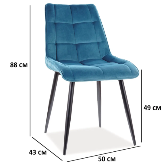 Стул мягкий со спинкой Velka Chic Bluvel 46 Velvet VBl46 морской - изображение 3