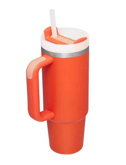 Термочашка стальная с двойной вакуумной изоляцией Stanley Quencher H2.0 Flowstate 0,89 л Tigerlily - изображение 2