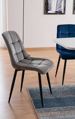 Стул мягкий со спинкой Velka Chic Bluvel 19 Velvet VBl19 серый - изображение 2