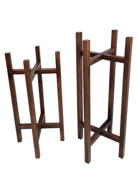 Подставки для цветов и вазонов деревянные WoodDecor комплект в коричневом цвете высокая и средняя - изображение 5