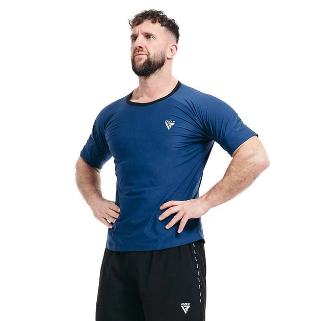 Чоловіча футболка RDX M1 з ефектом сауни Navy Blue L - зображення 2