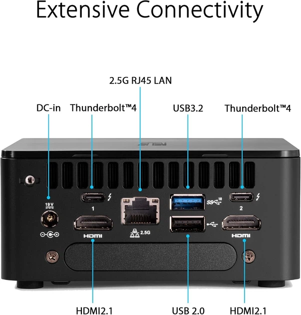 Мини ПК Asus NUC ASUS NUC 12 Pro RNUC12WSK / Intel Core i7-1260P / 2 х HDMI / LAN / Wi-Fi 5 / Bluetooth 5.2 / Black - Фото 3 Мини ПК Asus NUC ASUS NUC 12 Pro RNUC12WSK / Intel Core i7-1260P / 2 х HDMI / LAN / Wi-Fi 5 / Bluetooth 5.2 / Black - изображение 3