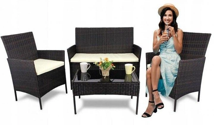 Комплект Садовой Мебели из Ротанга диван + столик + 2 кресла Коричневый Garden Line для Дачи для Террасы для Сада - изображение 9