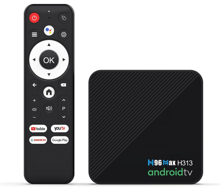 Смарт ТВ приставка H96 Max H313 2/16 Гб Android TV 14 Smart TV Box Allwinner H313 + промокоди на телебачення (H96 Max H313 2/16 Black) - зображення 3