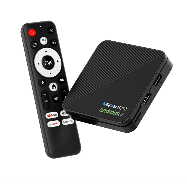Смарт ТВ приставка H96 Max H313 2/16 Гб Android TV 14 Smart TV Box Allwinner H313 + промокоди на телебачення (H96 Max H313 2/16 Black) - зображення 4