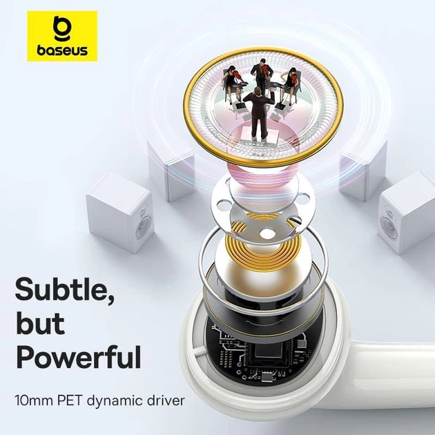 Навушники Type-C з мікрофоном провідні Baseus Enock In-Ear Noise Isolation (Type-C, DAC, 1.1 m). White - зображення 6