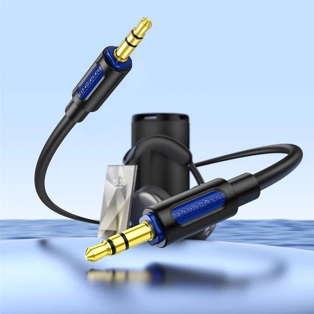 Аудиокабель Borofone BL20 True sound silicone audio cable AUX Black (6941991114373) - изображение 5