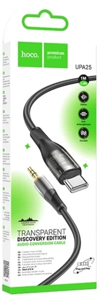 Аудіокабель Hoco UPA25 Transparent Discovery Edition Digital audio conversion cable Type-C Black (6931474791177) - зображення 4