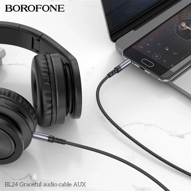 Аудиокабель Borofone BL24 Graceful audio cable AUX Metal Grey (6941991118968) - Фото 9 Аудиокабель Borofone BL24 Graceful audio cable AUX Metal Grey (6941991118968) - изображение 9