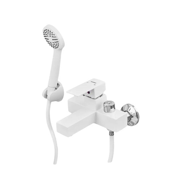 Смеситель для ванны Plamix Kubus-009 EURO SET White (со шлангом, воронкой и кронштейном) (PM0673) - изображение 2