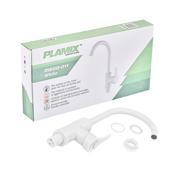 Змішувач для кухні Plamix Diego-011 White (без підведення) (PM0657) - зображення 7